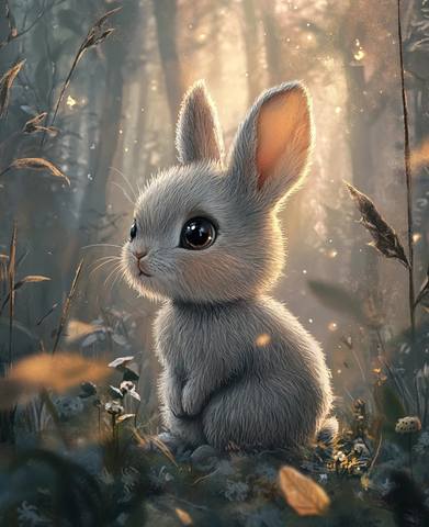 迷路兔子睁大眼睛四处张望