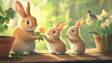 兔子姐妹收花鸟儿歌唱