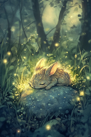 草丛中小生物与发光石