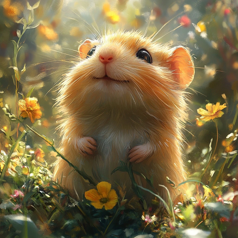 幻想艺术风仓鼠草地