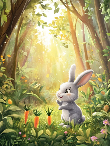 灰兔唱歌浇灌胡萝卜园