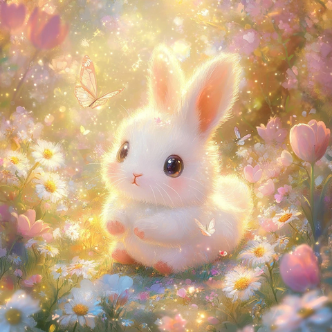 小鸡兔子花园蝴蝶春光