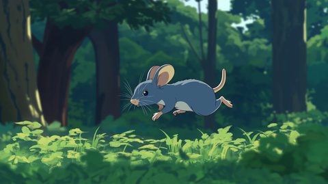 小鼠穿越茂密森林