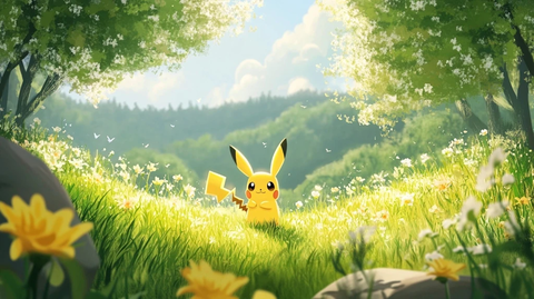 皮卡丘阳光草地玩耍