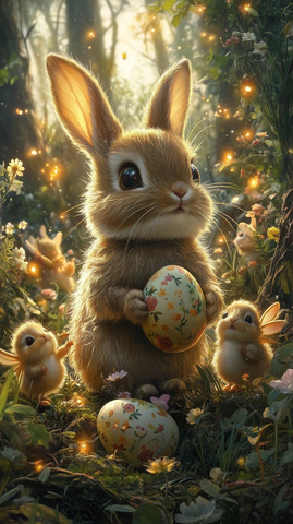 小兔小鸡画巨蛋仙女装饰