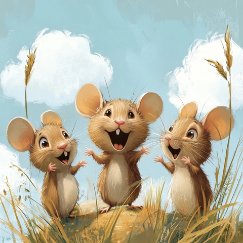 三只老鼠讨论朋友的趣事