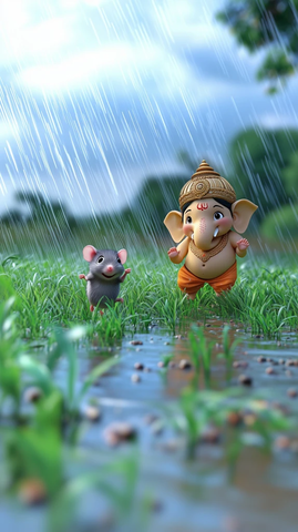 小鼠与象神穿越巨草丛