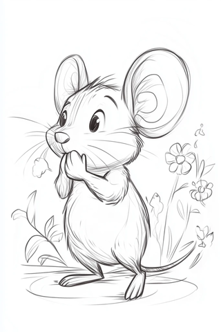 害羞的小老鼠遮脸躲藏