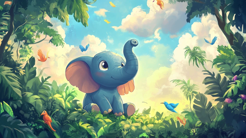 蓝色大象仰望多彩天空