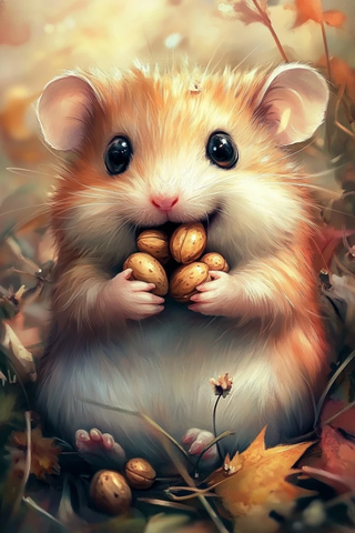 圆润仓鼠满嘴坚果大眼睛