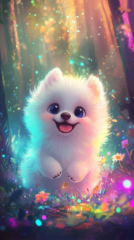 魔幻森林中的彩虹小狗