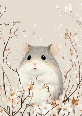 简约风格仓鼠与春季元素
