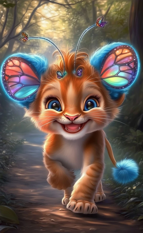 微笑狮子小鹿耳朵森林漫步