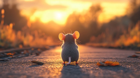 灰鼠走向日落小路