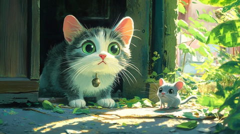 白腿猫与灰鼠的相遇
