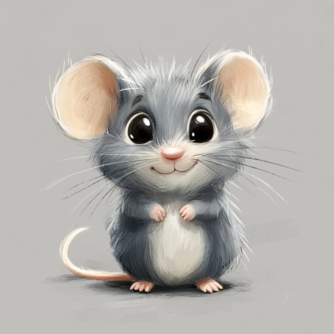 灰毛小鼠卡通插画