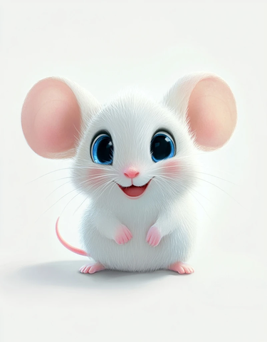 白鼠粉耳蓝眼微笑