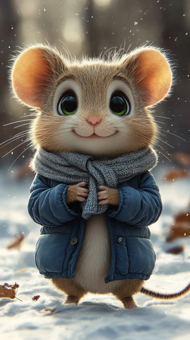 雪地中的胖胖鼠姑娘