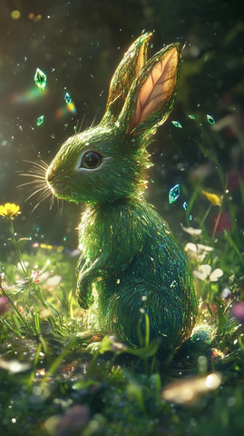 翡翠兔耳兔身绿光闪耀