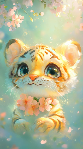 小黄虎桃桃花梦幻壁纸