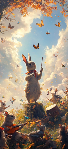 兔子指挥鸟鸣鼠奏夕阳下