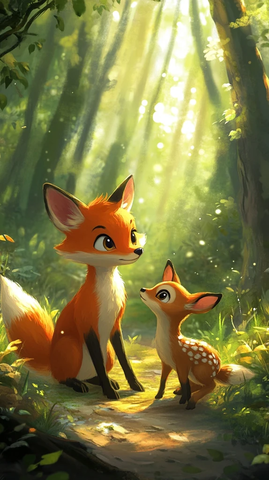 小狐狸安慰迷路小鹿