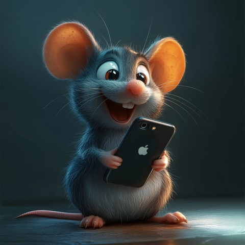 鼠标坐在手机上按键