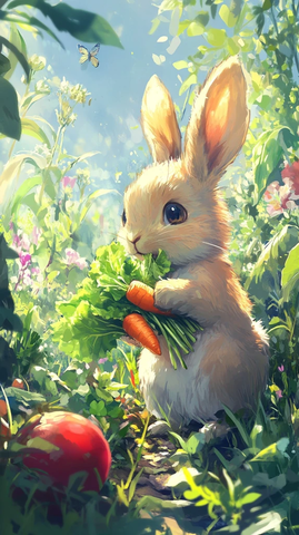 兔子花园摘菜蔬果插画