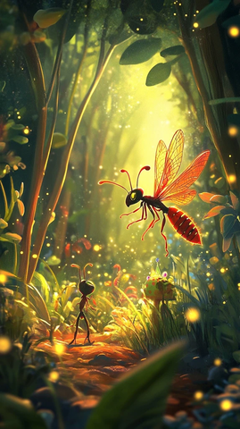 勇敢蚂蚁搬运巨型蜻蜓