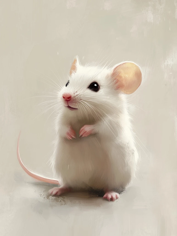 小白鼠凝视耳朵竖起