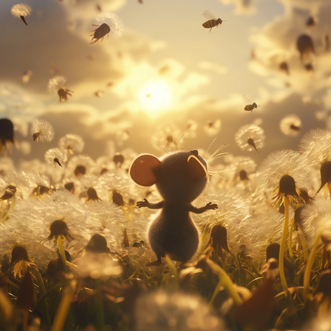 小鼠穿越巨型蒲公英群