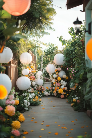 白色灯笼婚礼装饰