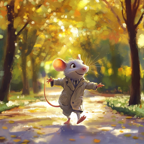 老鼠公园散步插画