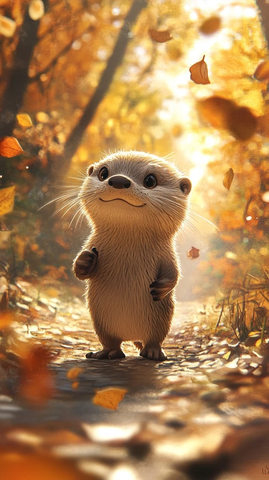 小浣熊秋日散步