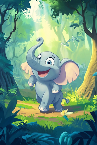 大象迪士尼冒险服装插画