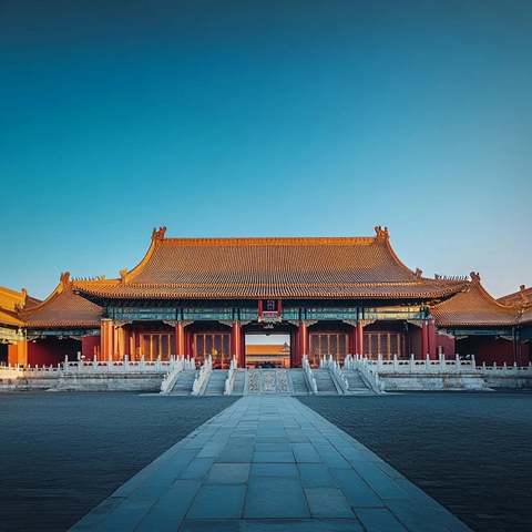 宏伟壮观的中式宫殿建筑全景