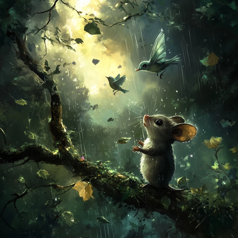 小鼠筑巢鸟预警森林共御风雨