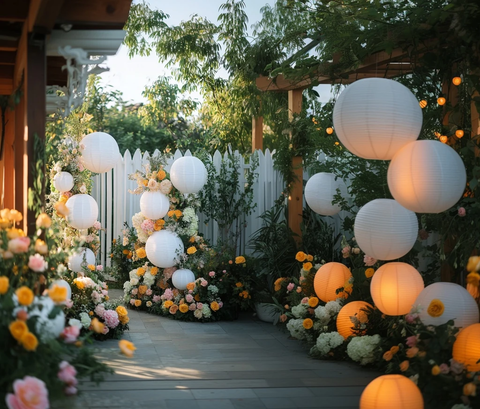 白色灯笼婚礼装饰