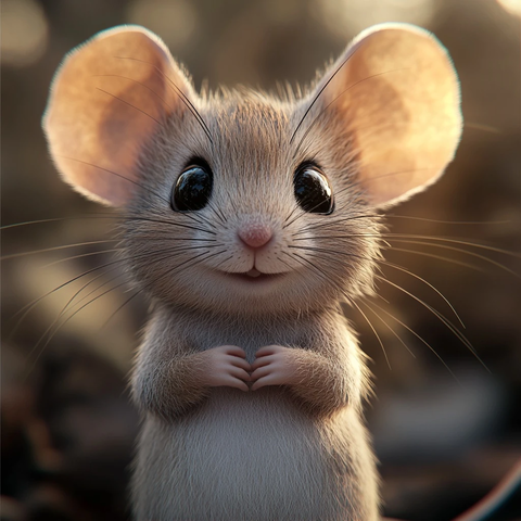 微笑女鼠坐姿肖像