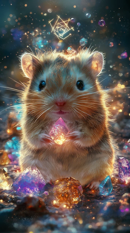 魔法水晶环绕的仓鼠