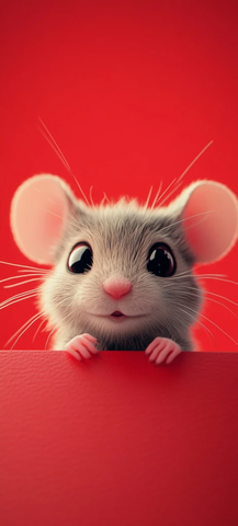 小老鼠卡通红背景手机壁纸