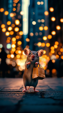 老鼠提袋街灯下行走