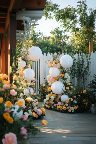 白色灯笼婚礼装饰