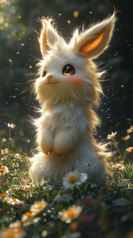 小巧云朵宝可梦阳光花海中