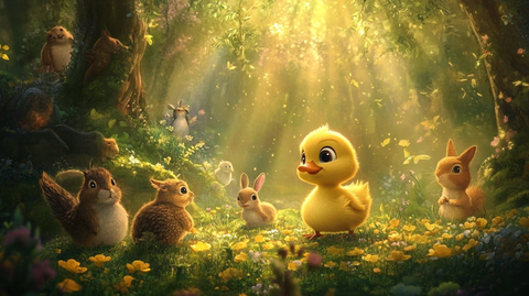 小鸭与森林动物的欢乐时光