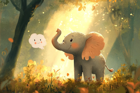 欢快灰象森林阳光梦幻