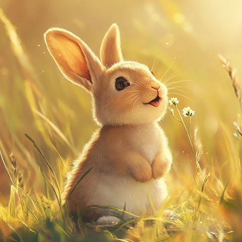 微笑兔耳花丛阳光