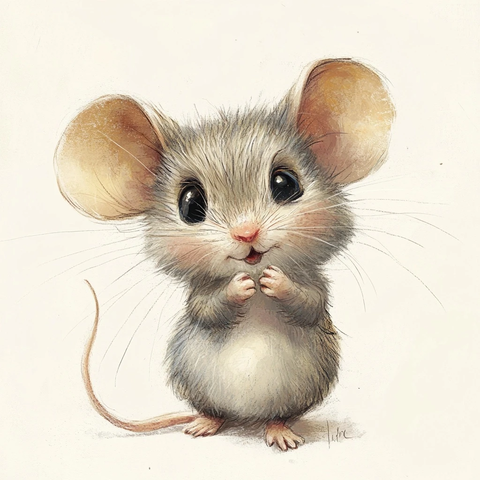 小鼠右爪上扬精致插画