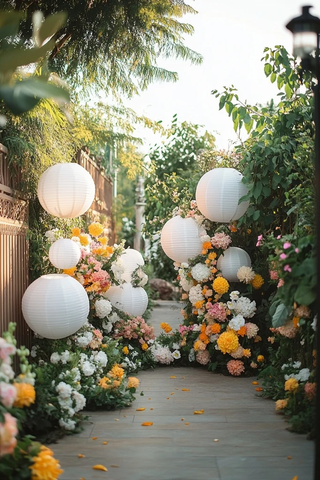 白色灯笼婚礼装饰