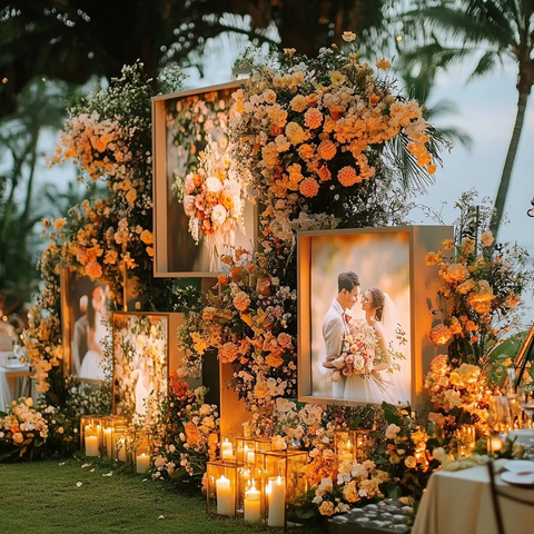 婚礼照片墙与花艺装饰